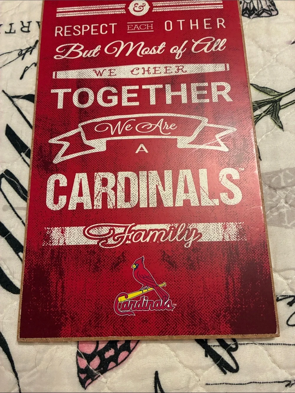 Red 'This Family' Cardinals Vertical Wood Sign